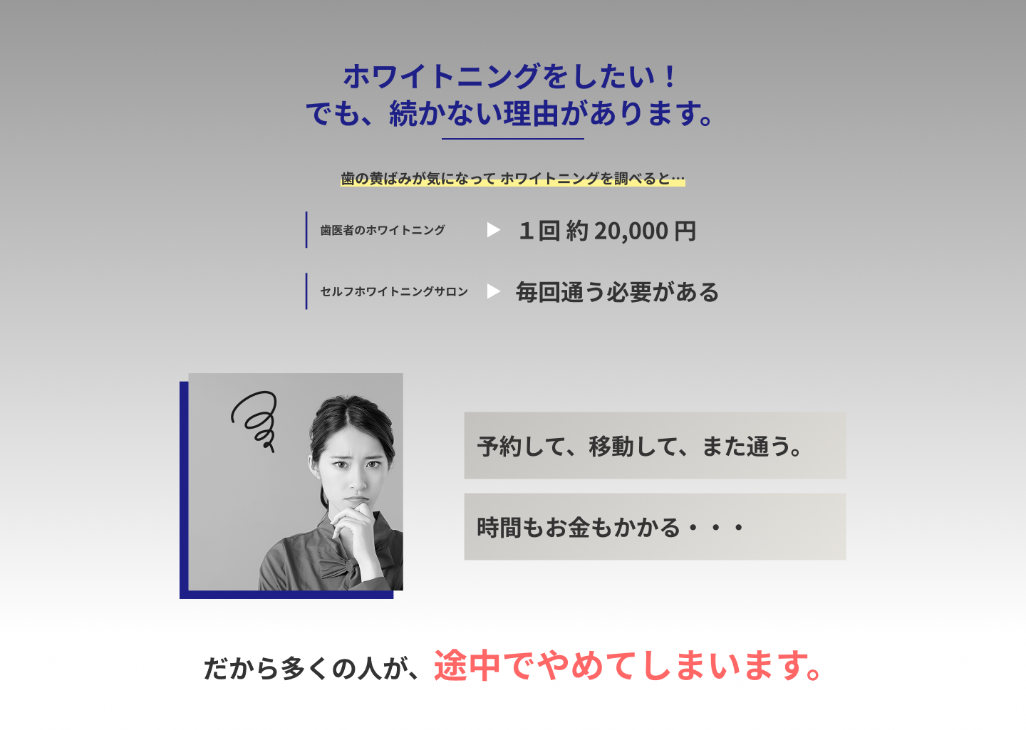 ホワイトニングをしたい！でも、続かない理由があります。